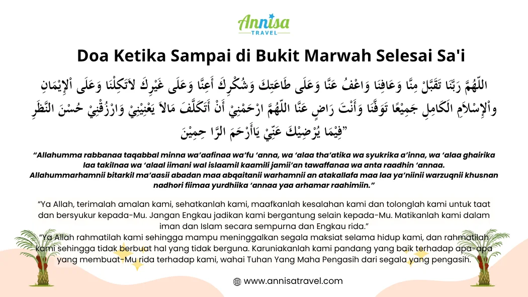 Doa Ketika Sampai di Bukit Marwah Selesai Sa'i