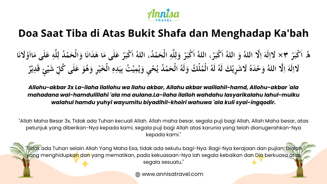 Doa Saat Tiba di Atas Bukit Shafa dan Menghadap Ka'bah