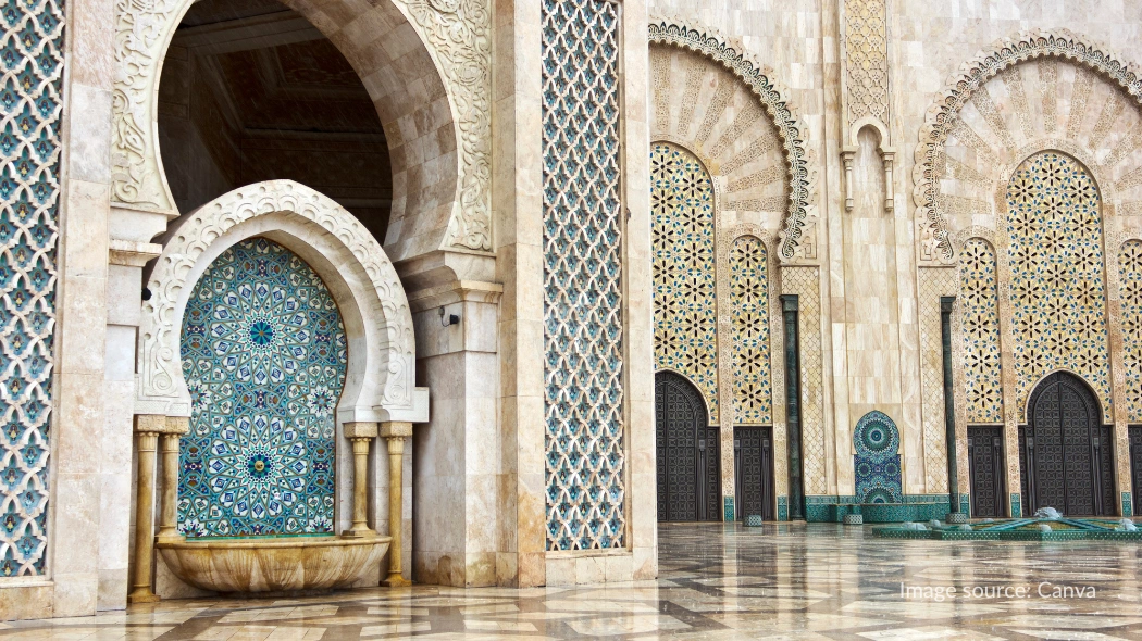 Detail arsitektur Masjid Hasan II