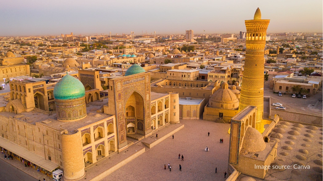 Aerial view di kawasan Kalyan Minaret (Kalon Tower)