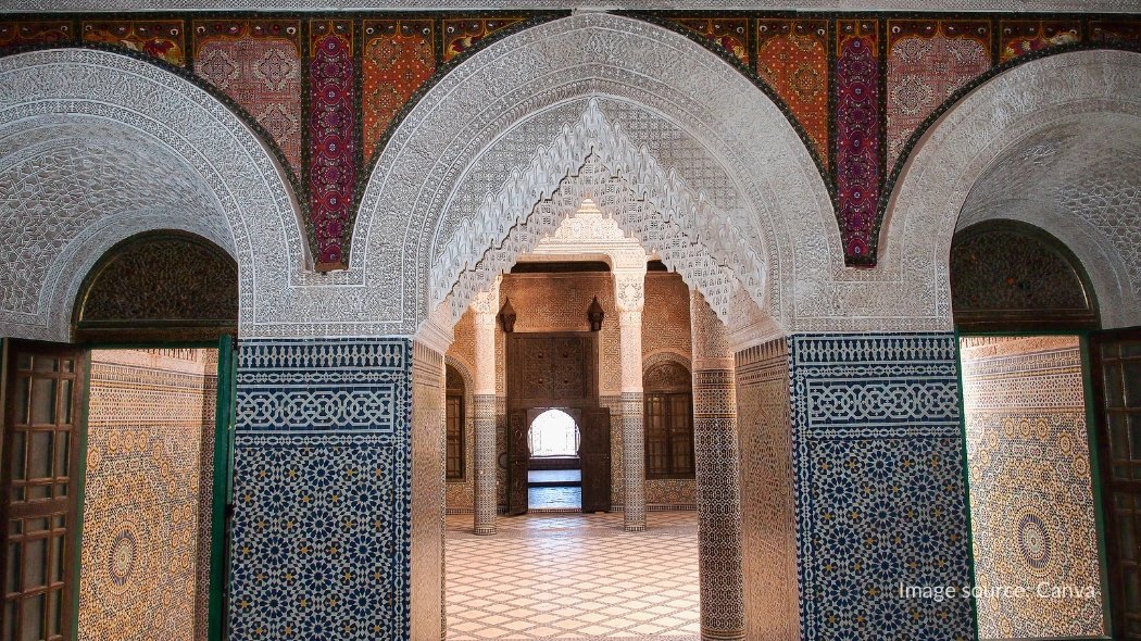 Interior mewah di Kasbah Taourirt