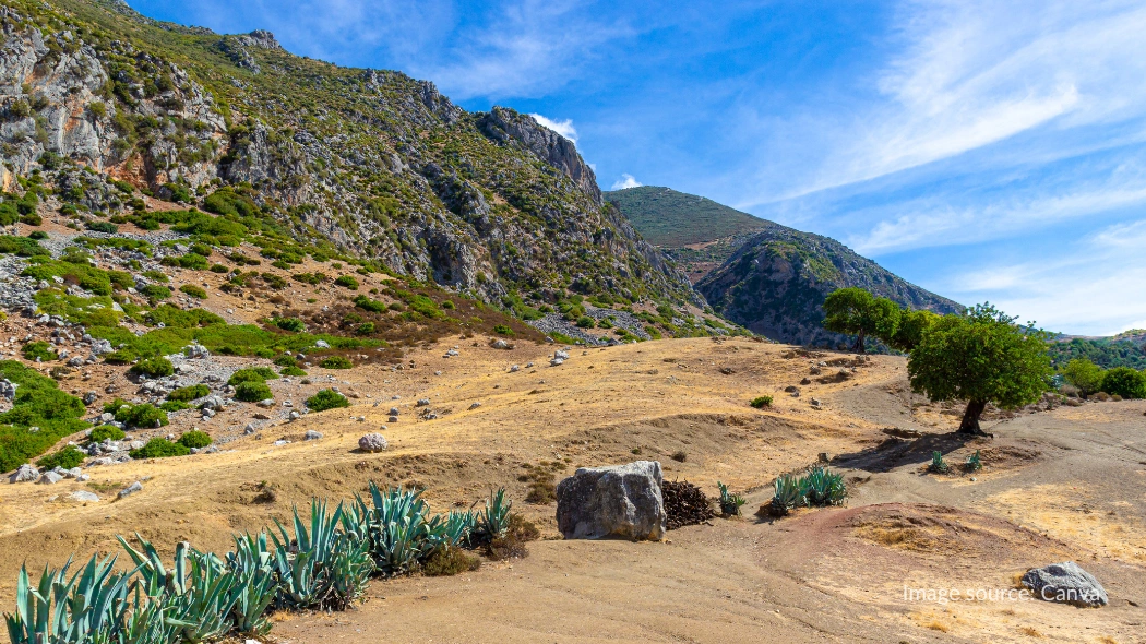 Landscape Pegunungan Rif dekat kota biru Chefchaouen